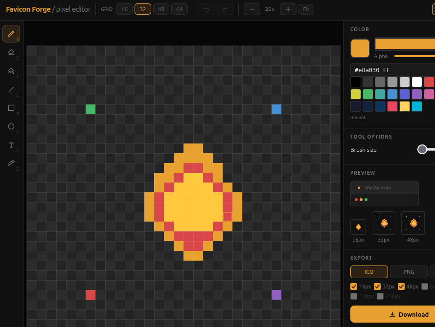 screenshot of favicon generator
